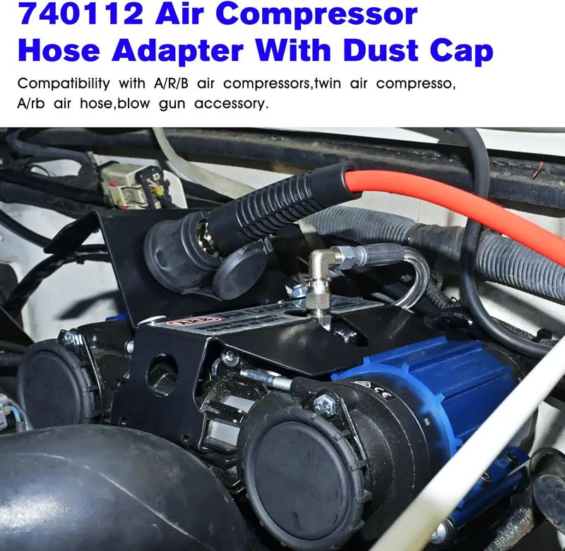 JIOTAR 740112 Air Compressor Hose Adapter With Dust Cap Replacement A/R/B Air Compressor Hose Coupling A/RB Universal On Board Systems GaugeAir Chuck Air Tank Secure Air Tool Connections Adapter- NPT Std - Image 2